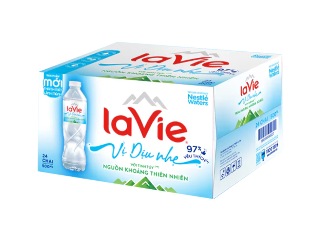 Thùng 24 chai nước khoáng La Vie 500ml (Vị dịu nhẹ )