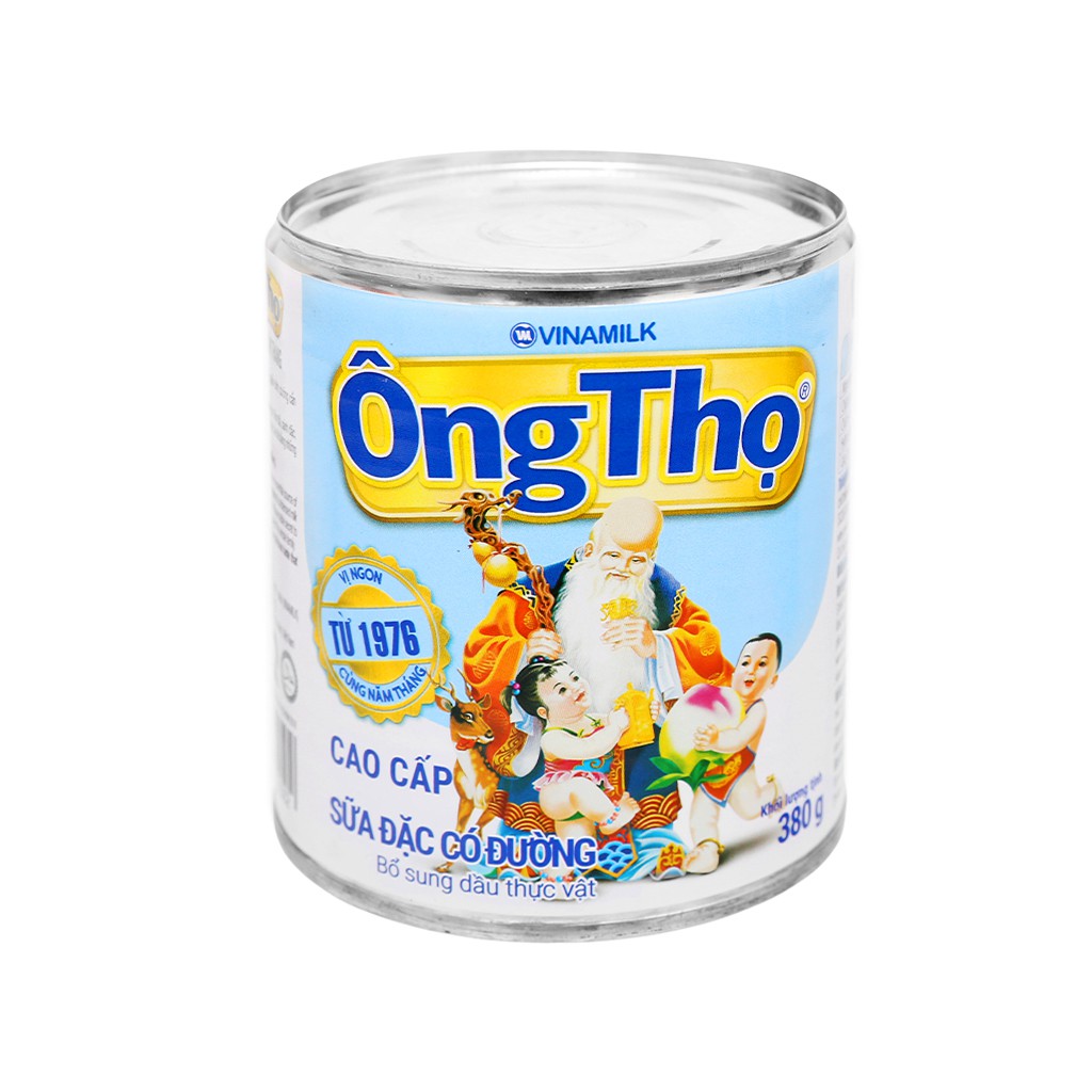 Sữa đặc có đường Ông Thọ Trắng nhãn xanh lon 380g