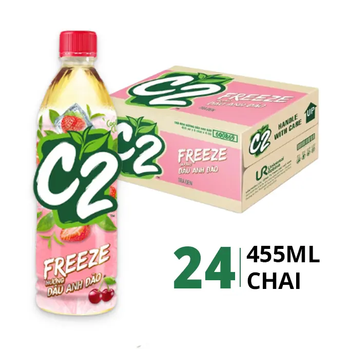 Thùng 24 chai trà đen hương dâu anh đào C2 455ml