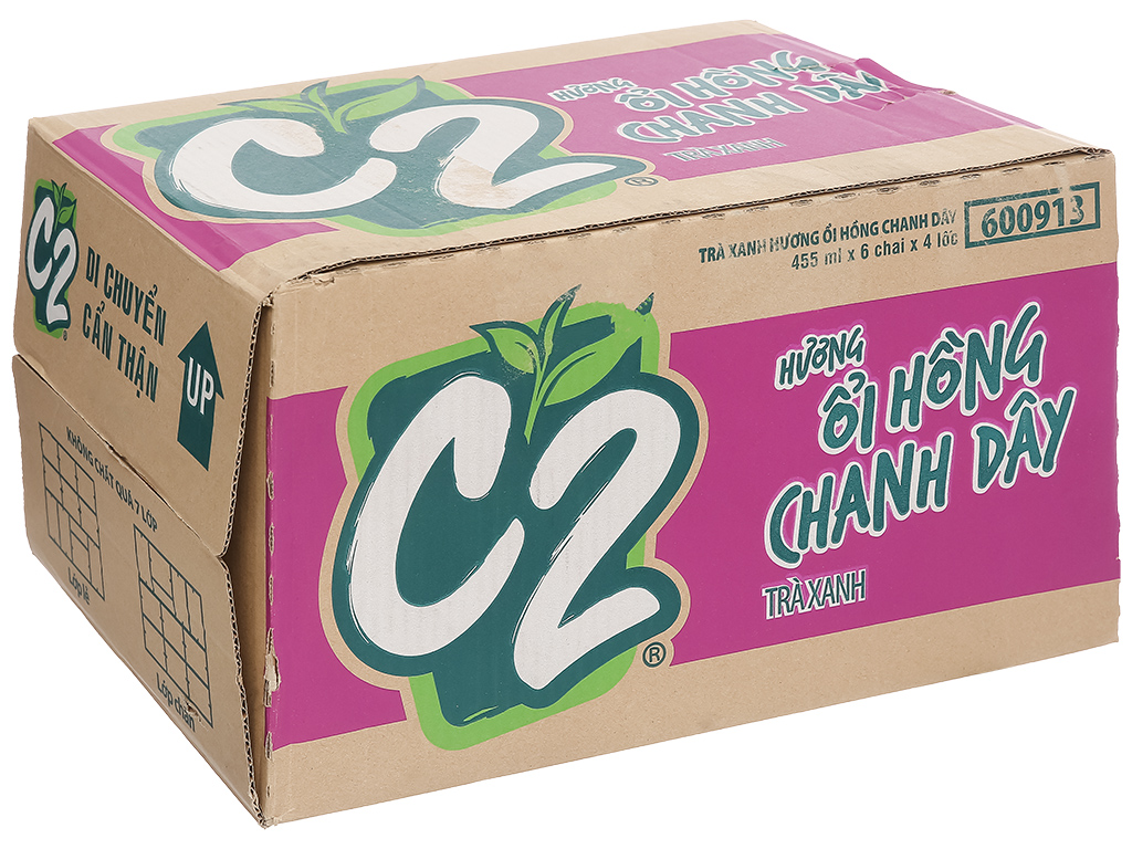 Thùng 24 chai trà xanh C2 ổi hồng chanh dây 455ml