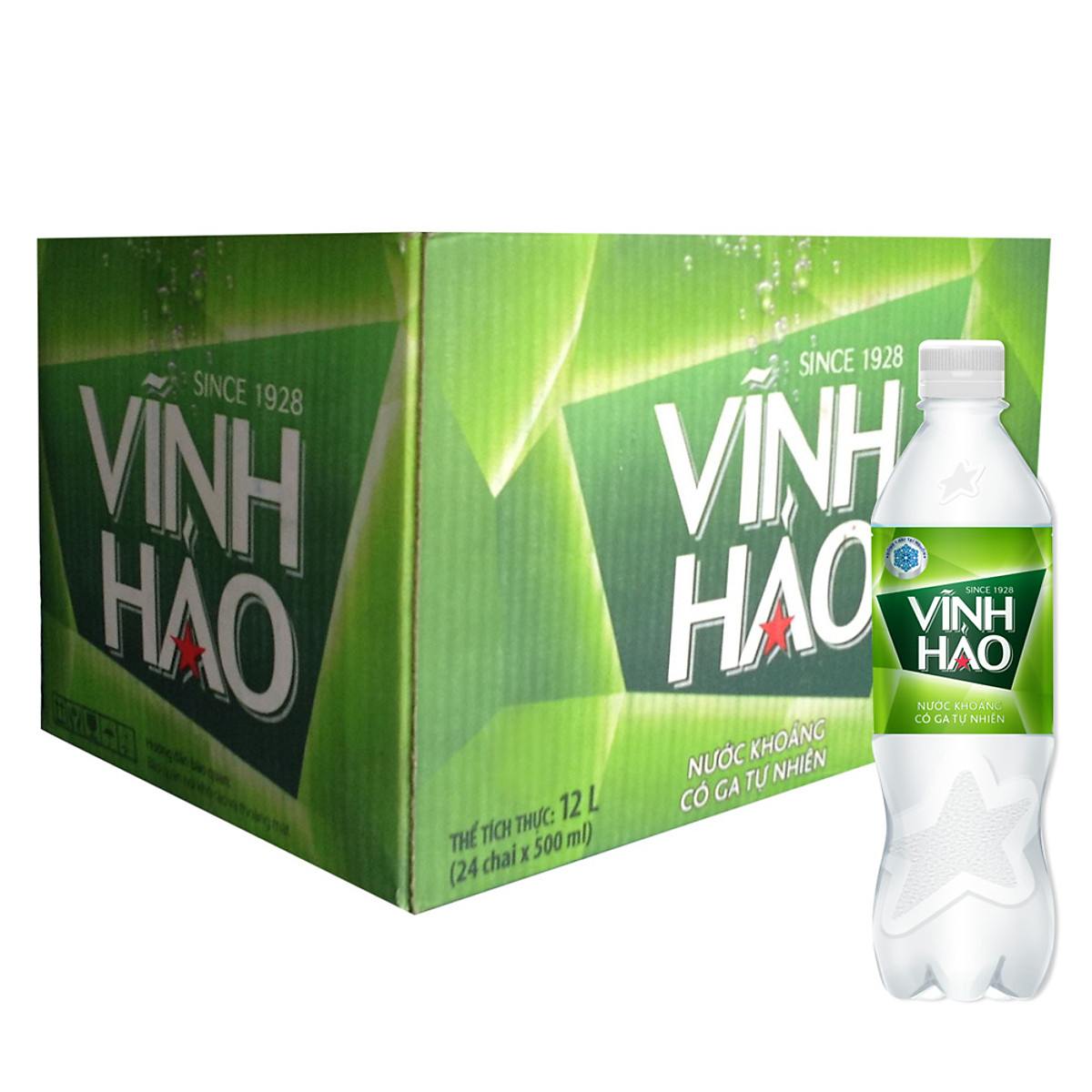 Thùng Nước khoáng Vĩnh Hảo có ga 500ml