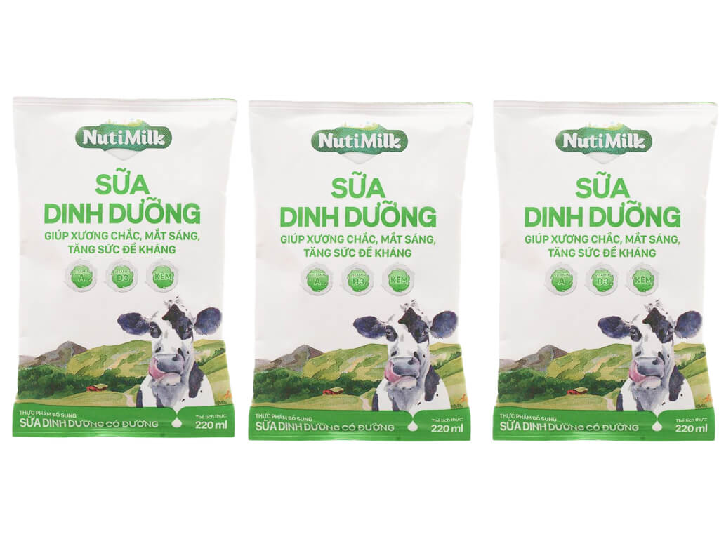 Sữa dinh dưỡng có đường Nutimilk bịch 220ml