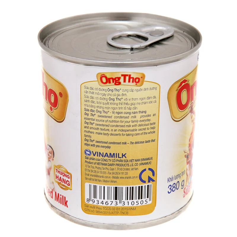 Sữa đặc có đường Ông Thọ Trắng nhãn vàng lon 380g