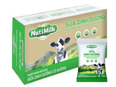 Thùng 48 bịch sữa dinh dưỡng có đường Nutimilk 220ml